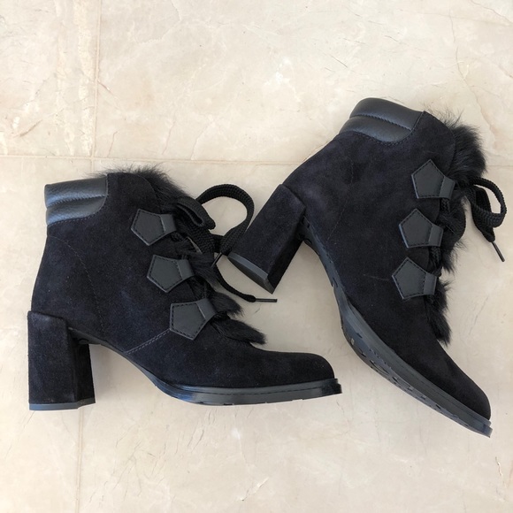 Pedro Garcia Shoes - Pedro Garcia Wilmette Fur Trim block heel booties